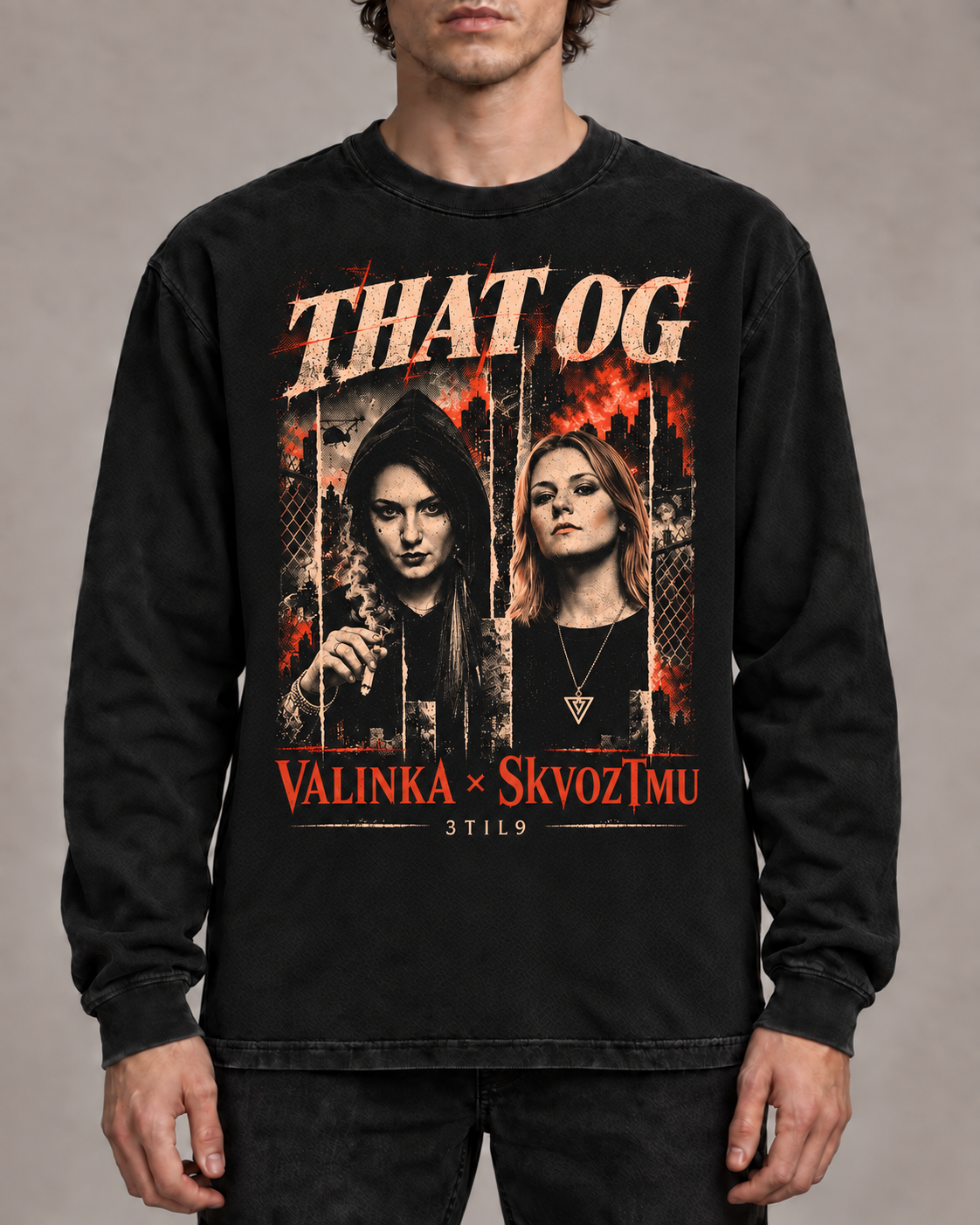 THAT OG - цифровая иллюстрация Comfort Colors 6014 размера S на модели, цвет: Чёрный