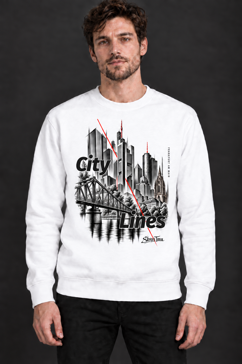 City Lines - белый Cotton Heritage M2480 размера S, цифровая иллюстрация изделия
